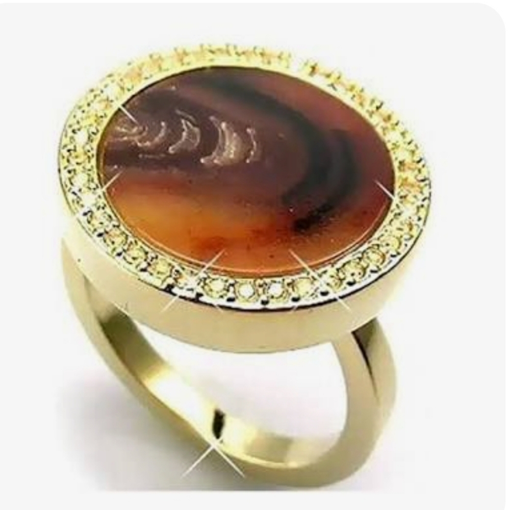 NEW in Box Swarovski Maestro Gold Agate Tiger Eye Crystal Ring